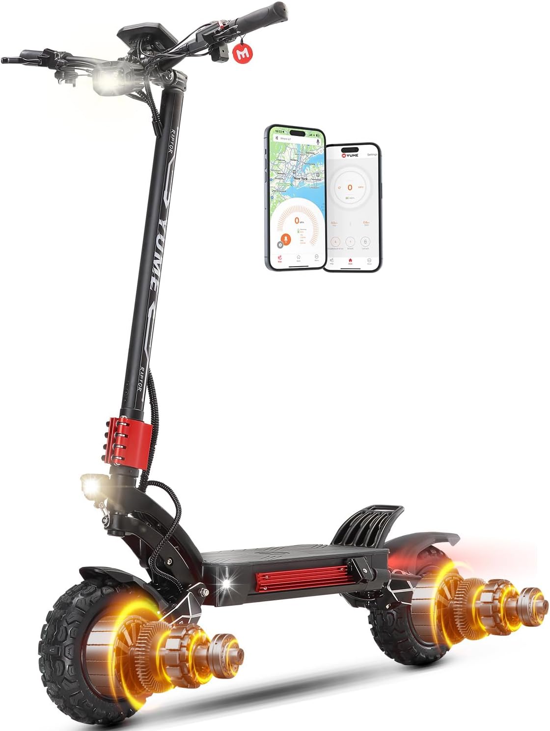 M YUME SCOOTER Raptor 6000W Motor Scooter, 50MPH 56/60 Miles 60V 27/30AH Electric Scooter for Adults, 11