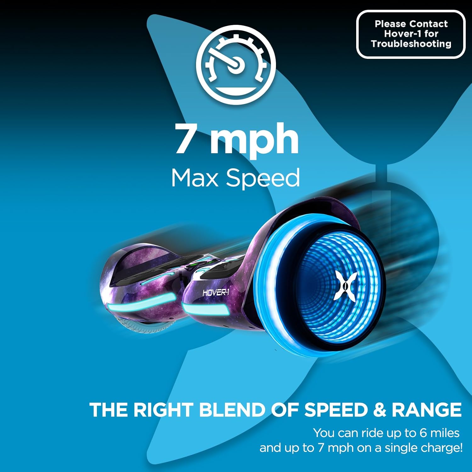 Hover-1 i100 Electric Self Balancing Scooter - 7MPH Top Speed, 6 Mile Range, 5HR Full-Charge, Built-In Bluetooth Speaker, Rider Modes: Beginner to Expert