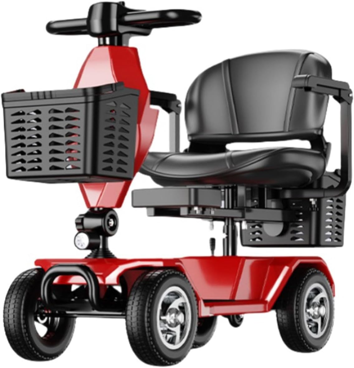 Automatic Folding Mobility,Mobility Scooters for Adults,Portable Long Range Mobility Scooter,Flip Up Arm Rest,Four Wheel Suspension,with Charger and Basket Double Version,40ah