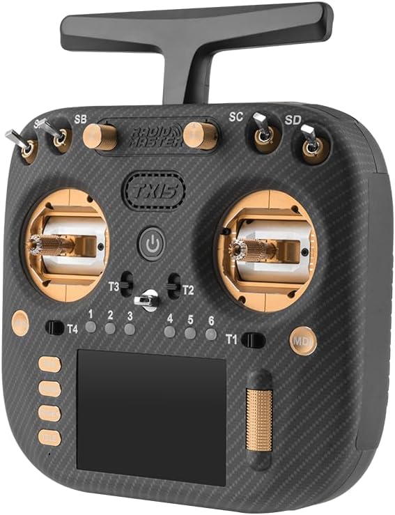 RadioMaster TX15 Max V5.0 ELRS 16CH 2.4G Hall Gimbals ExpressLRS Support OPENTX and EDGETX Remote Control Transmitter for RC Drone Mode 2 (TX15 Max Gold 6200mah)