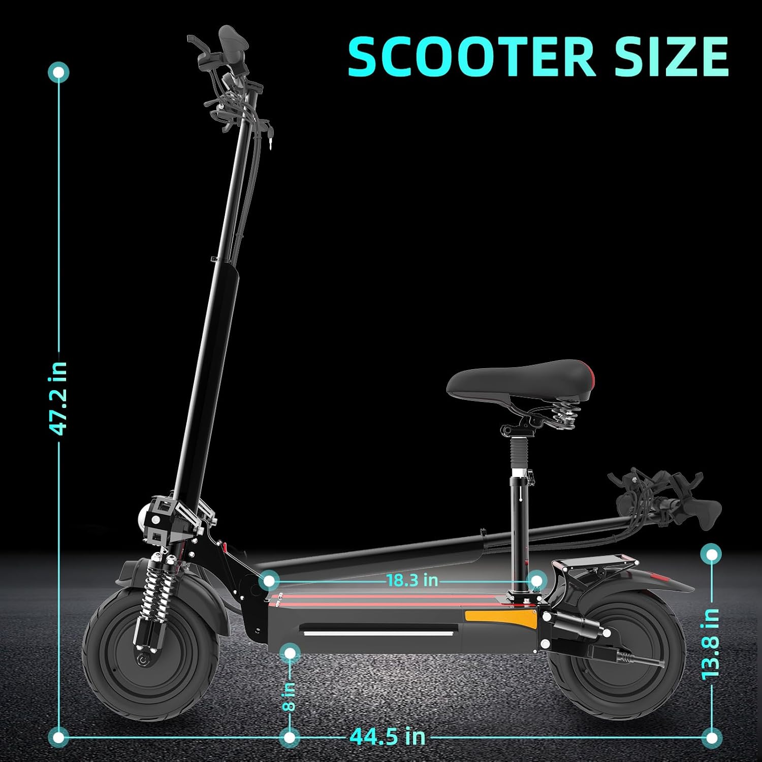 X500 Electric Scooter, 48V 2000W Dual Motor, Max 40 MPH & 40 Miles Long Range, 300 lbs Max Load, Full Suspension, Foldable E Scooter for Adults with Seat