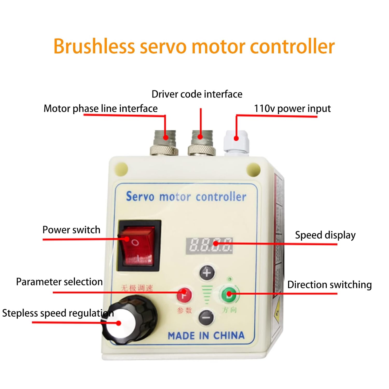 INTBUYING 110V Brushless Servo Motor Set Controller Driver 1100W Brushless Motor with Controller Servo Motor for Woodworking DIY