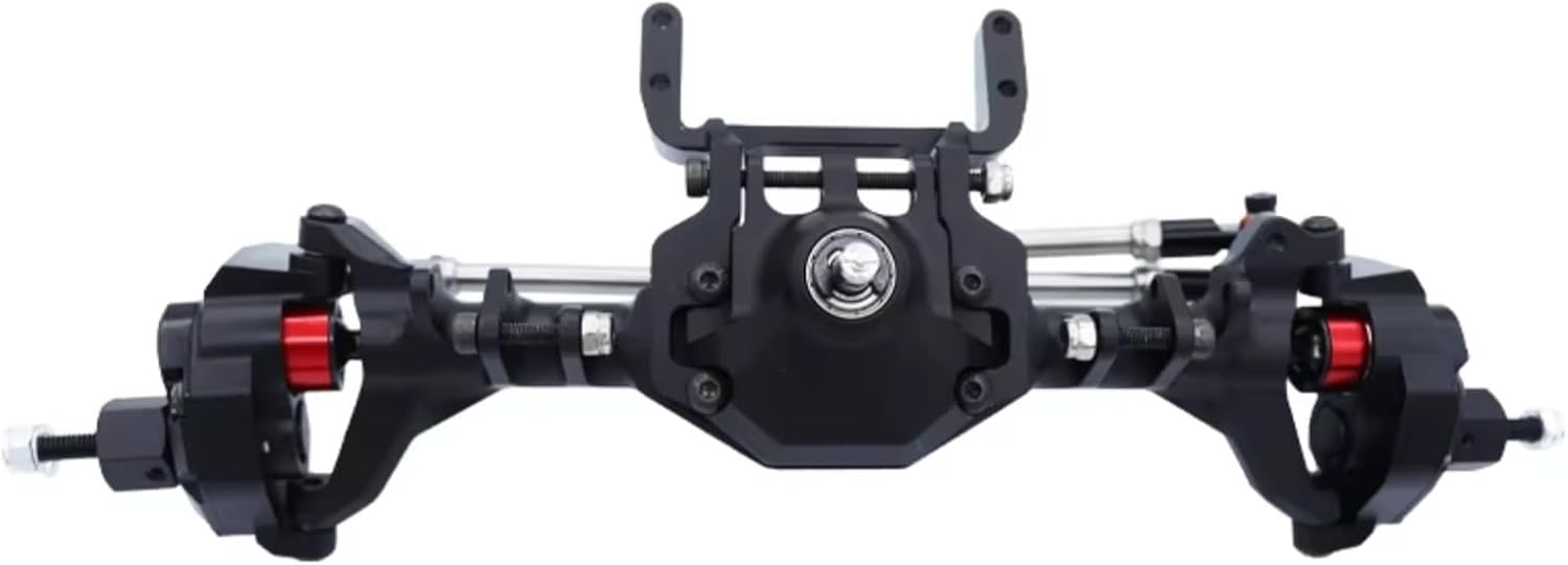 Rc Crawlers Axles For Axial For SCX10 II For RGT 86100 90046 1/10 Front Rear Portal Axle CNC Machined Aluminum Integrated Anodized RC Crawler Car(Black,1set)