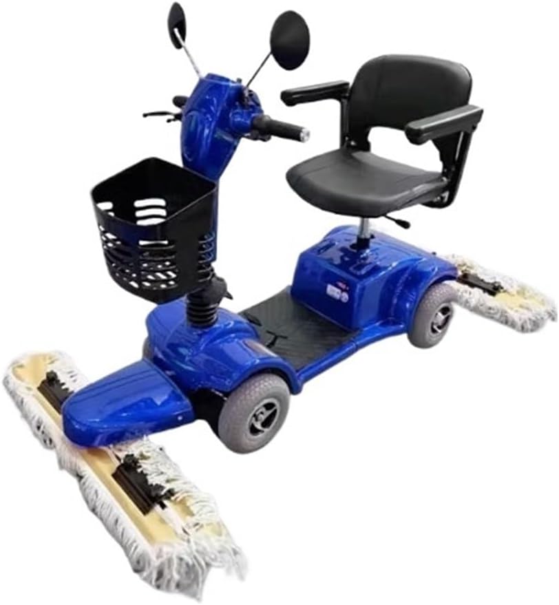 RENJJPBO Walk Behind Manual Push Floor Sweeper Driving Electric Dust Cart, Commercial Floor, Property Factory Workshop, Cleaning Vehicle, Floor (Blue)