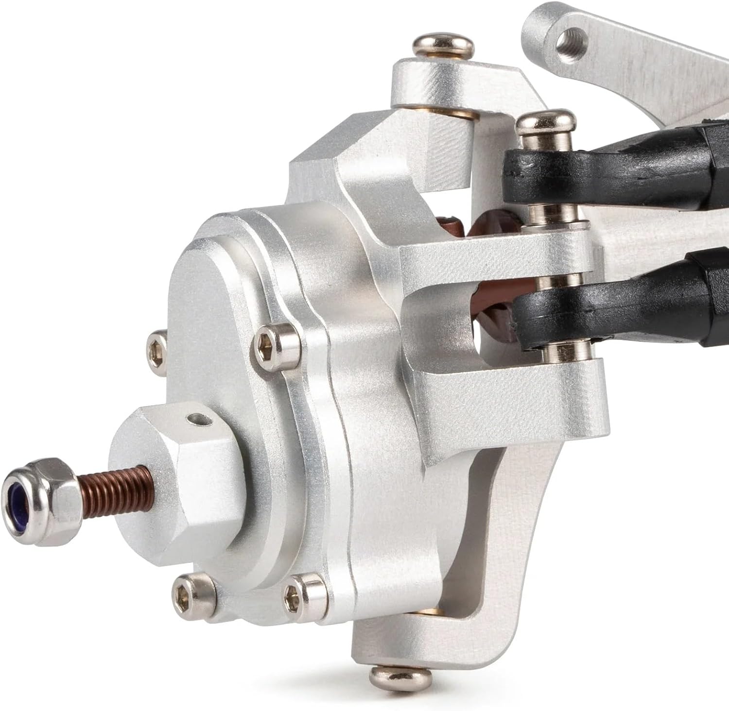 RC Car Accessories Compatible with Axial for Capra for SCX10 III for LCG RC Cars Parts Machined Aluminum Offset Portal Axle with BAT Servo Mount(Silver,1 Set)