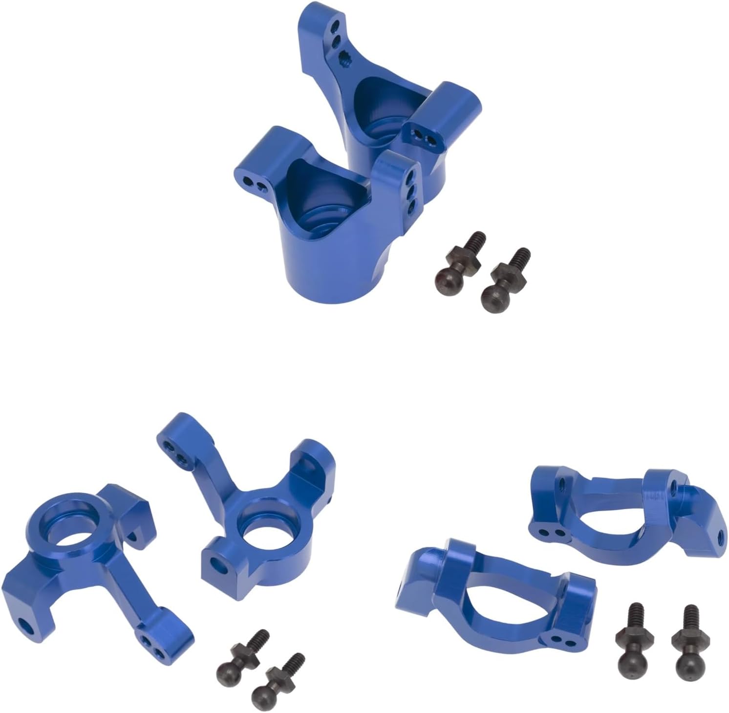 RC Car Parts Compatible with Traxxas for LaTrax for Teton 1/18 RC Car Parts 6pcs Metal Front Steering Block Caster Block Rear Stub Axle Carrier(Blue)