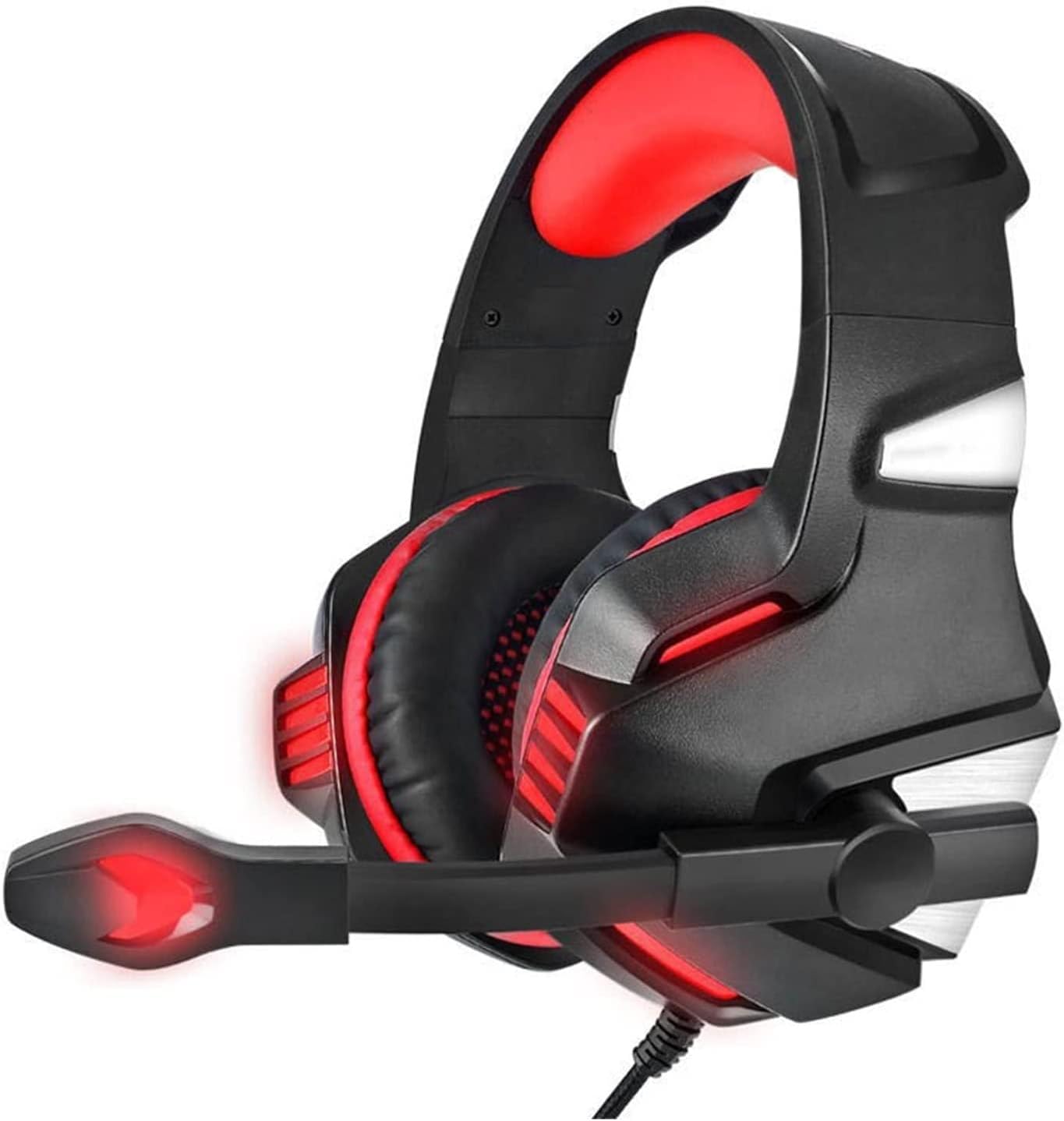 Headphones, Lightweight Over The Ear with Clear Sound and for Extra Bass, Long Cord, 3.5mm Jack for Phones and Laptops(Red)