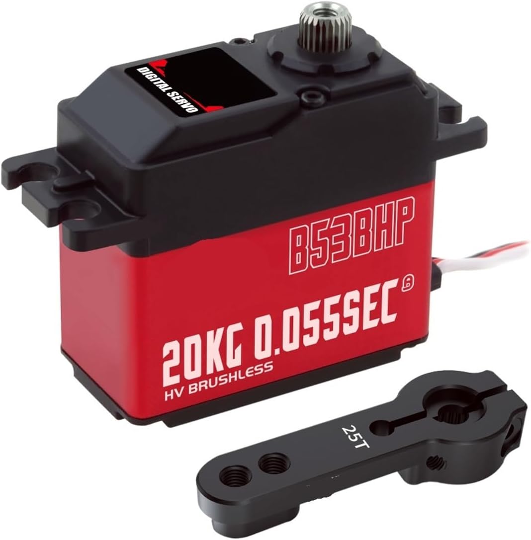 Brushless RC Servo B53BHP V2 HV 20KG Upgraded Steel Gear Programmable Digital Standard Servo Suitable for 1/10(B53BHP V2 20kg Set1)