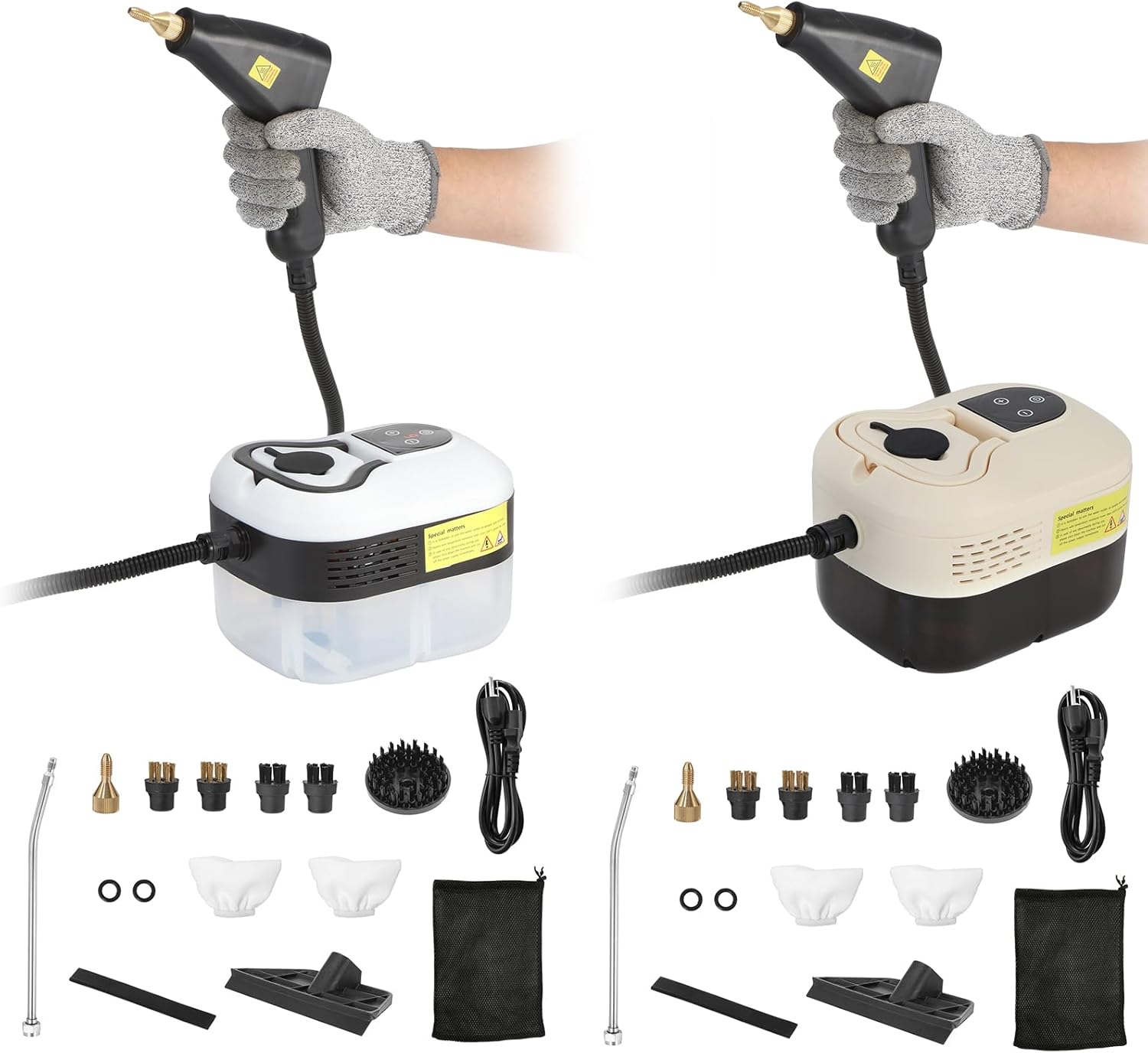 BEAMNOVA 1.2L Beige + 1.2L White Steam Cleaner for Car Detailing