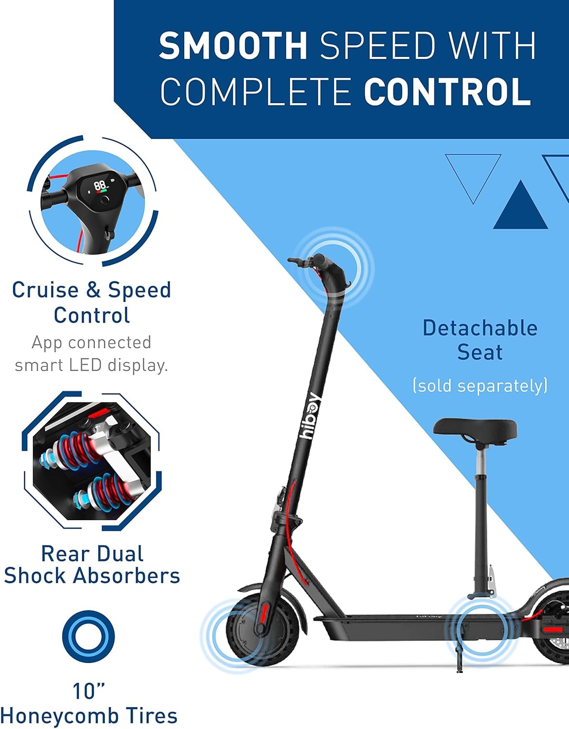 Hiboy KS4 Pro Electric Scooter, 500W Motor (750W Peak), 10