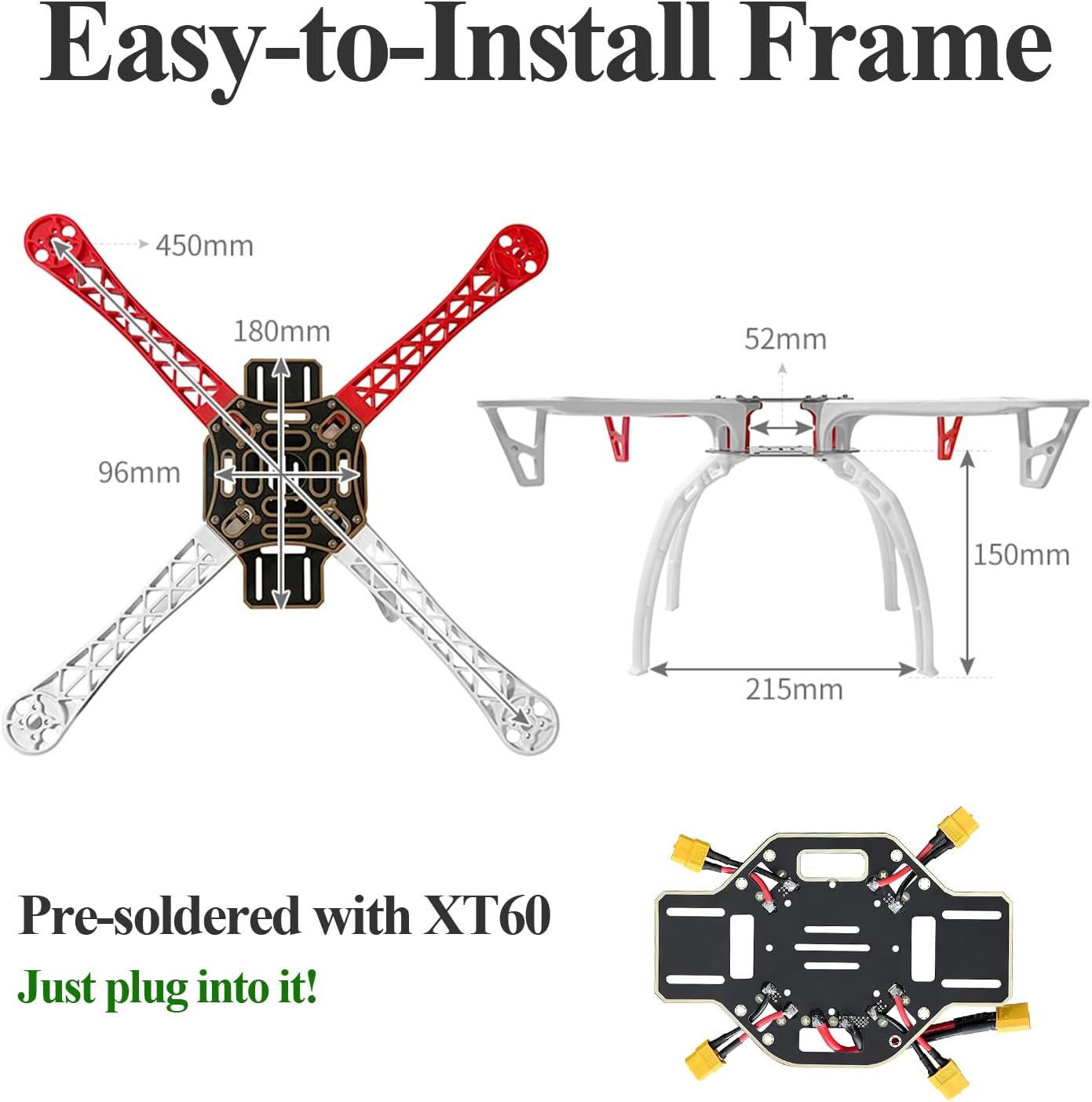 HAWK'S WORK F450 Drone Kit to build, Frame + Pixhawk + GPS + Power Module + ESC + Brushless Motor + Prop + Battery + Accessory + Guild Book & Video (B)