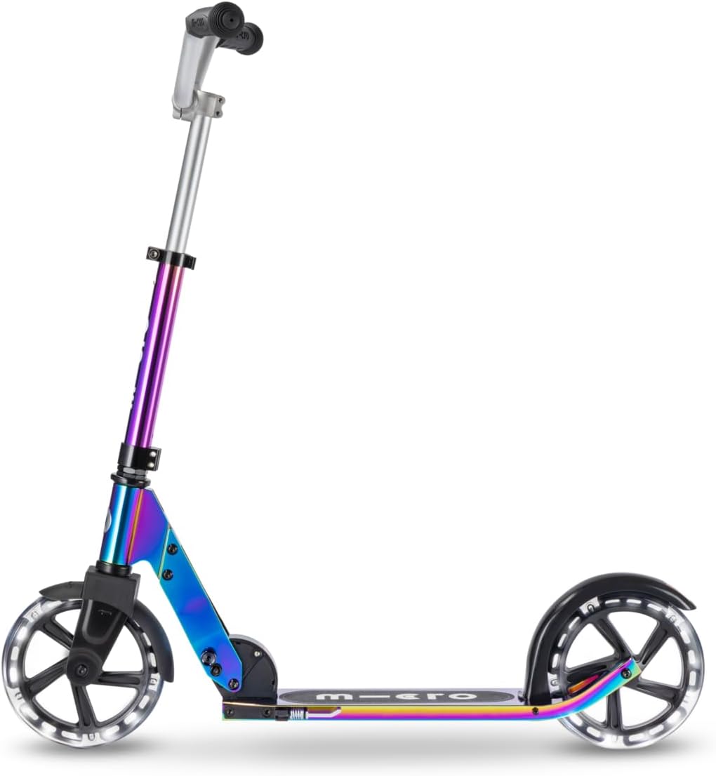 Micro Scooters | Cruiser LED Children's Scooter | Handlebar Adjustable | Lightweight | Light Up Wheels | Foldable | 6-12yrs | Boys & Girls