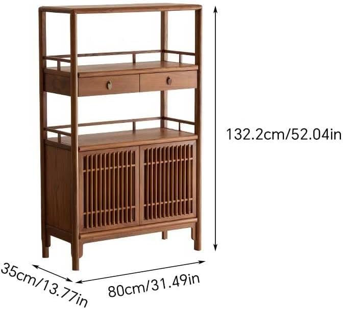 YOUQUEEN Book Shelf Chinese Style Wooden Bookshelf Tea Set Rack Tea Cabinet Display Cabinet Elm Side Cabinet Bookcase Bookshelves and Bookcases