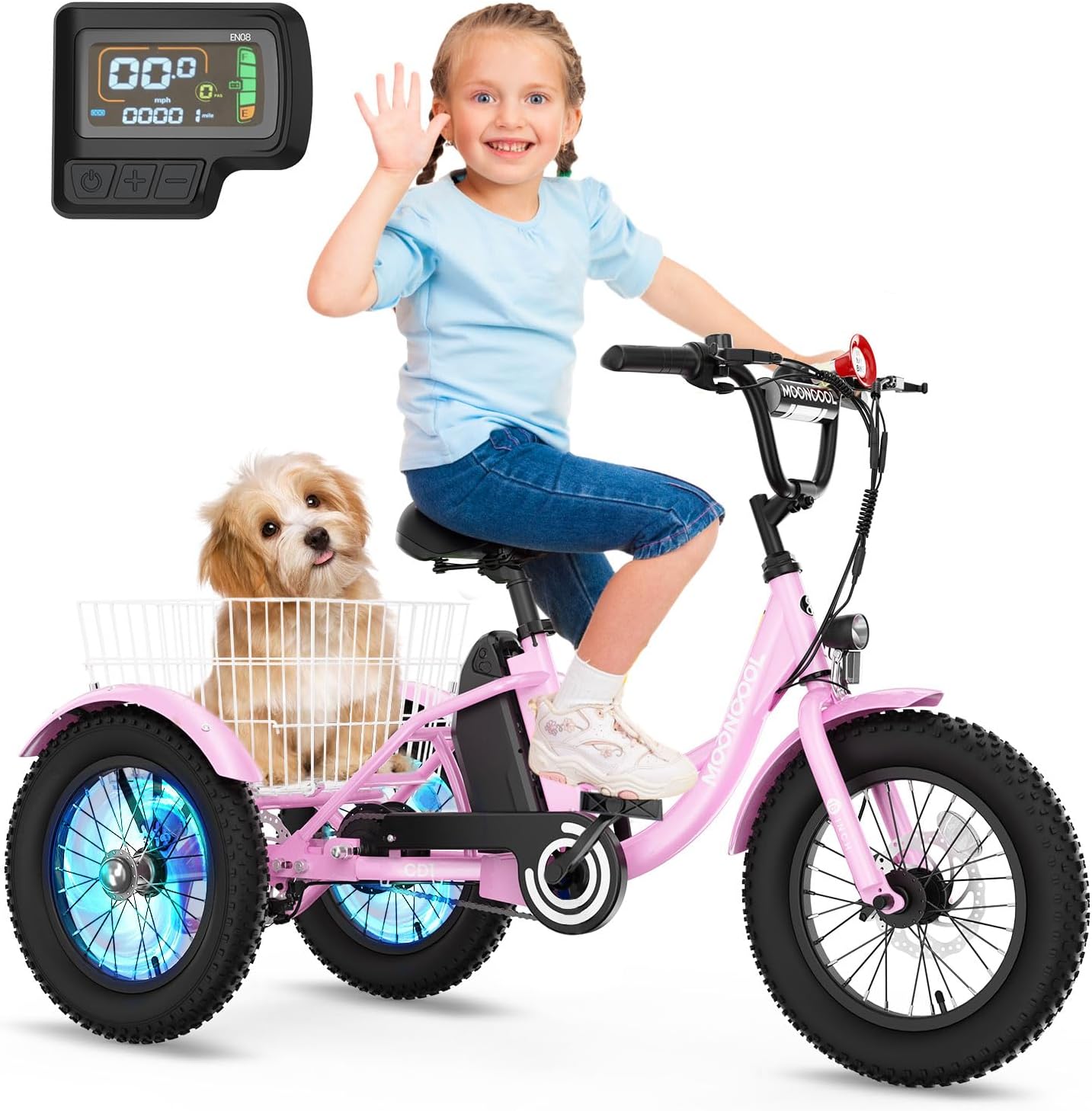 NAIZEA Electric Kids Bike - 16 inch Kids Trike for Boys Girls Age 6-12, e Bike for Children 250W, Kid Balance Bike with Adjustable Seat,Kid's Bikes with Basket, Children Bicycle Multiple Colors