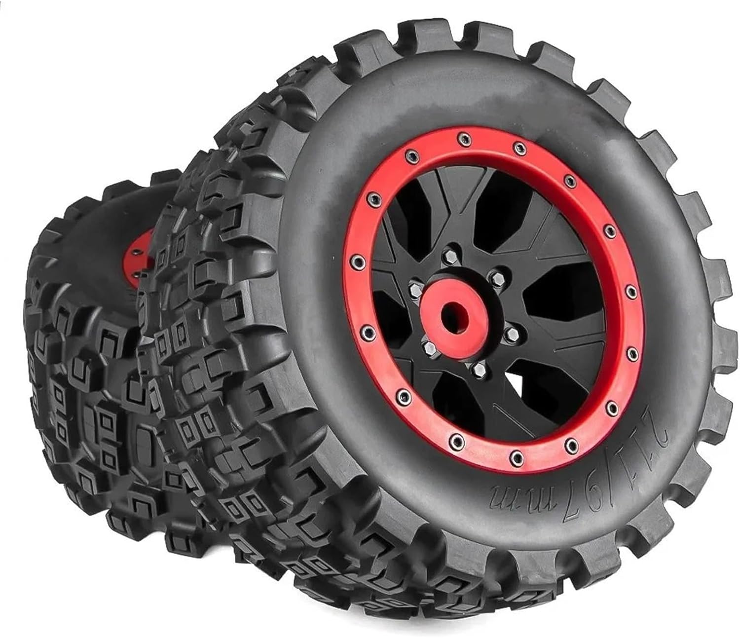 For Arrma For Kraton For Outcast 8S For Traxxas For X-maxx 1/5 1 Set 211mm Tyre With 24mm Wheel Hex RC For Buggy Car Parts Models(Red)