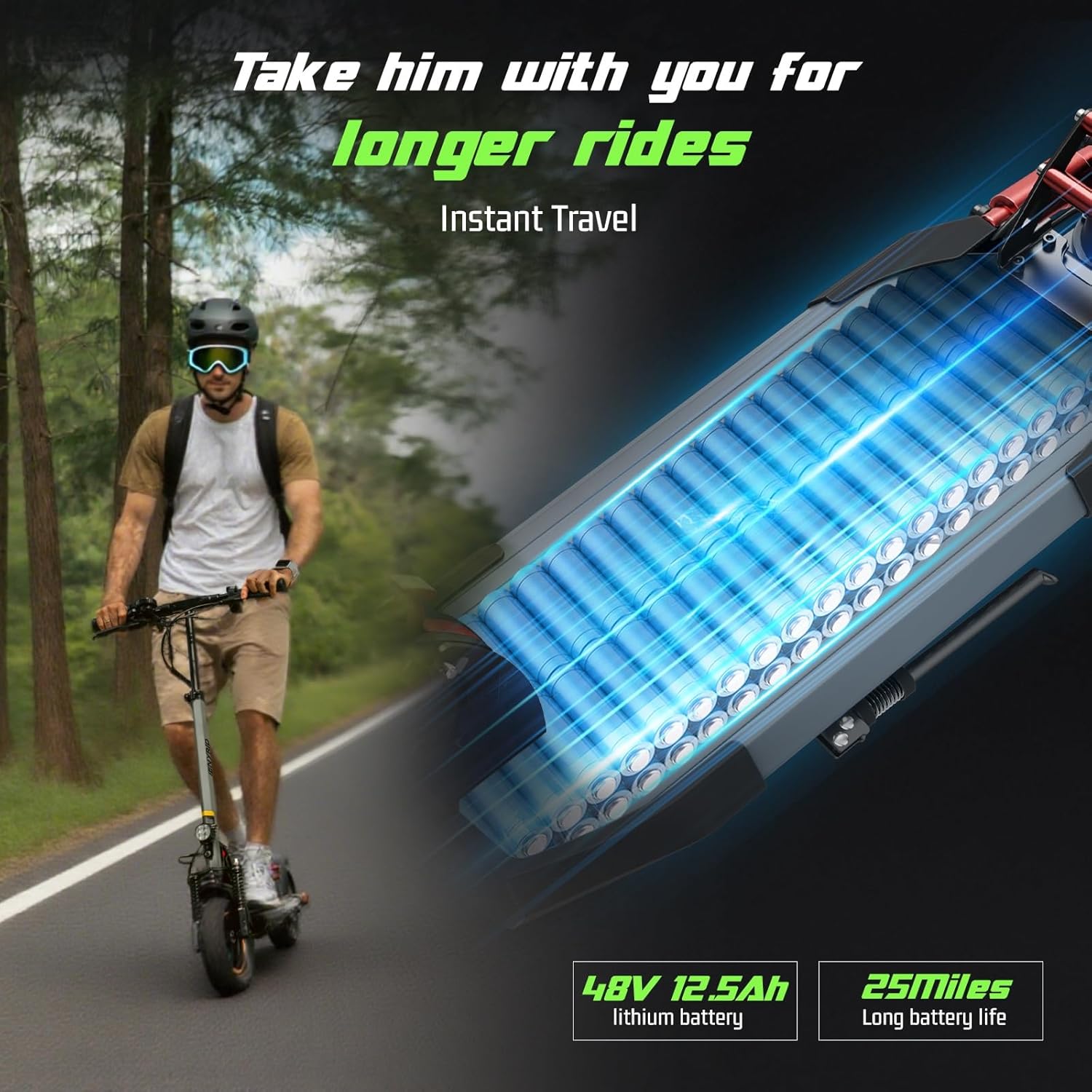 Electric Scooter,Peak 1000W High Power Motor 28MPH,28Miles Long Range,10