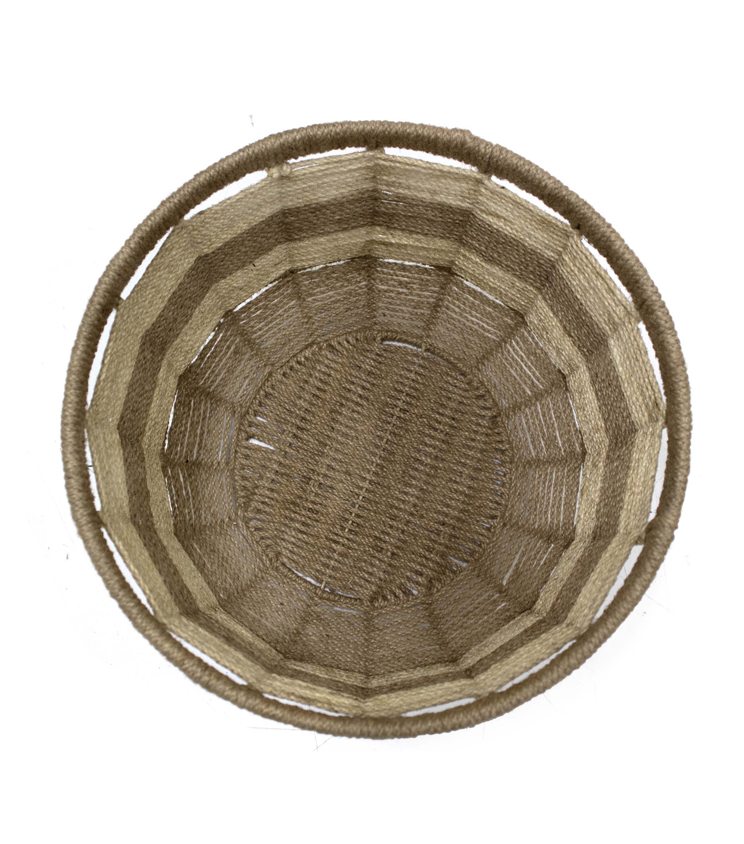 14 Natutal Striped Woven Jute Basket by Place & Time