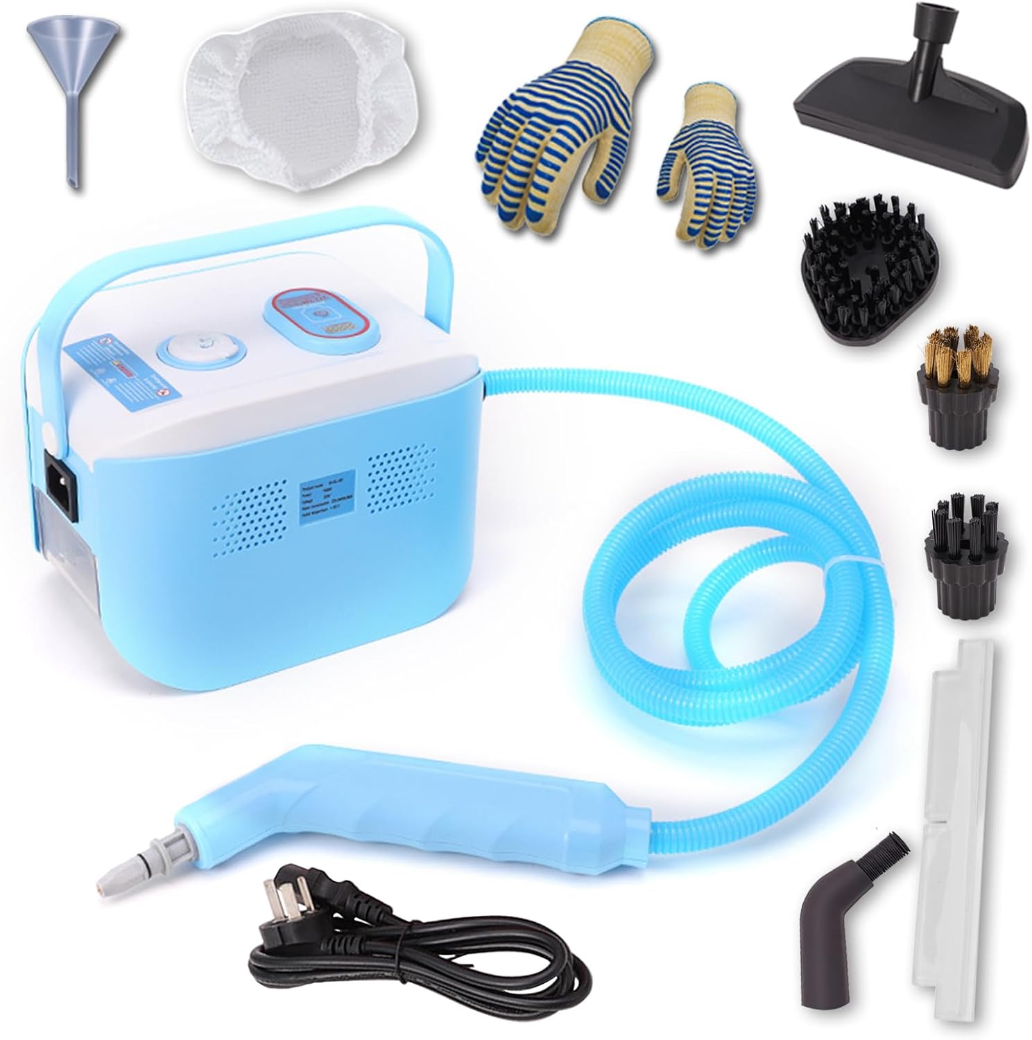 Steam Cleaner, 1500W Powerful Multipurpose Power Steamer, Heavy Duty Canister Steamer, 13s Heat-Up, 1.2L Tank, 3-Level Adjustable Handle with Accessories for Home, Car, Dirt (Blue)