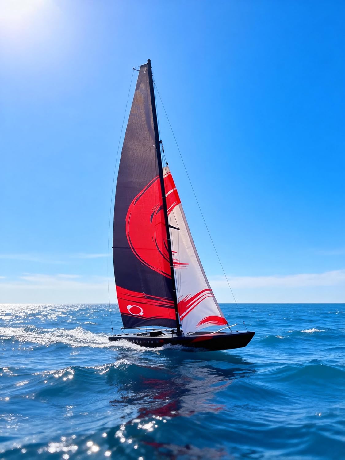 84” Inch Remote Control Boat RC Pre-Assemble Sailboat Accessories Kits 2.4G Electric Boat Sail Watercraft for Adults Boys (L)