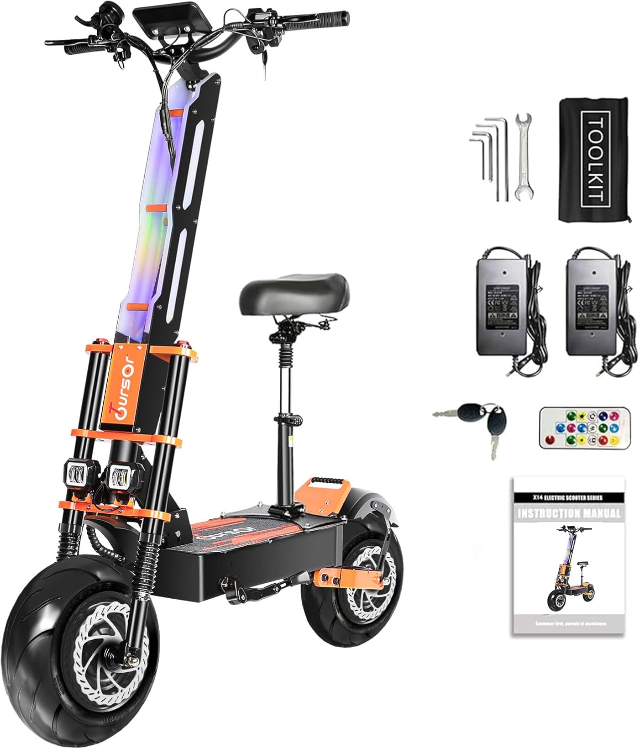 Electric Scooter for Adults, Top Speed 60MPH 60V 38Ah 8000W Power Dual Motor 65 Miles Range, 13