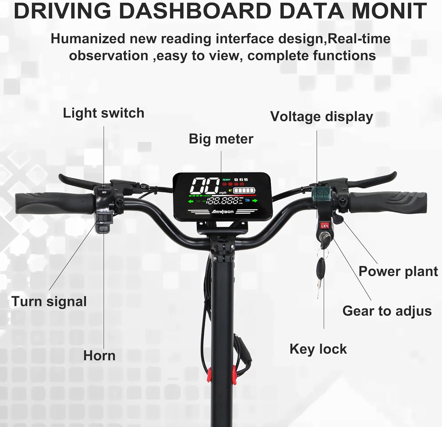 DOF Electric Scooter Adults, 1200W 48V 13AH E Scooter Off Road Dual Brake System Folding Commuter, 11