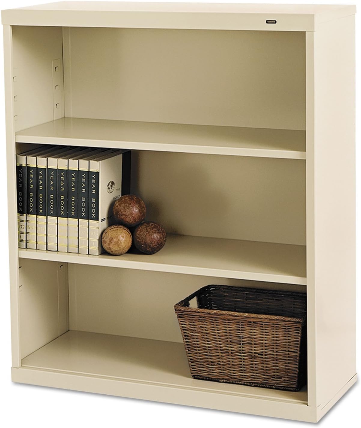 Tennsco B42PY Metal Bookcase, Three-Shelf, 34-1/2w x 13-1/2d x 40h, Putty