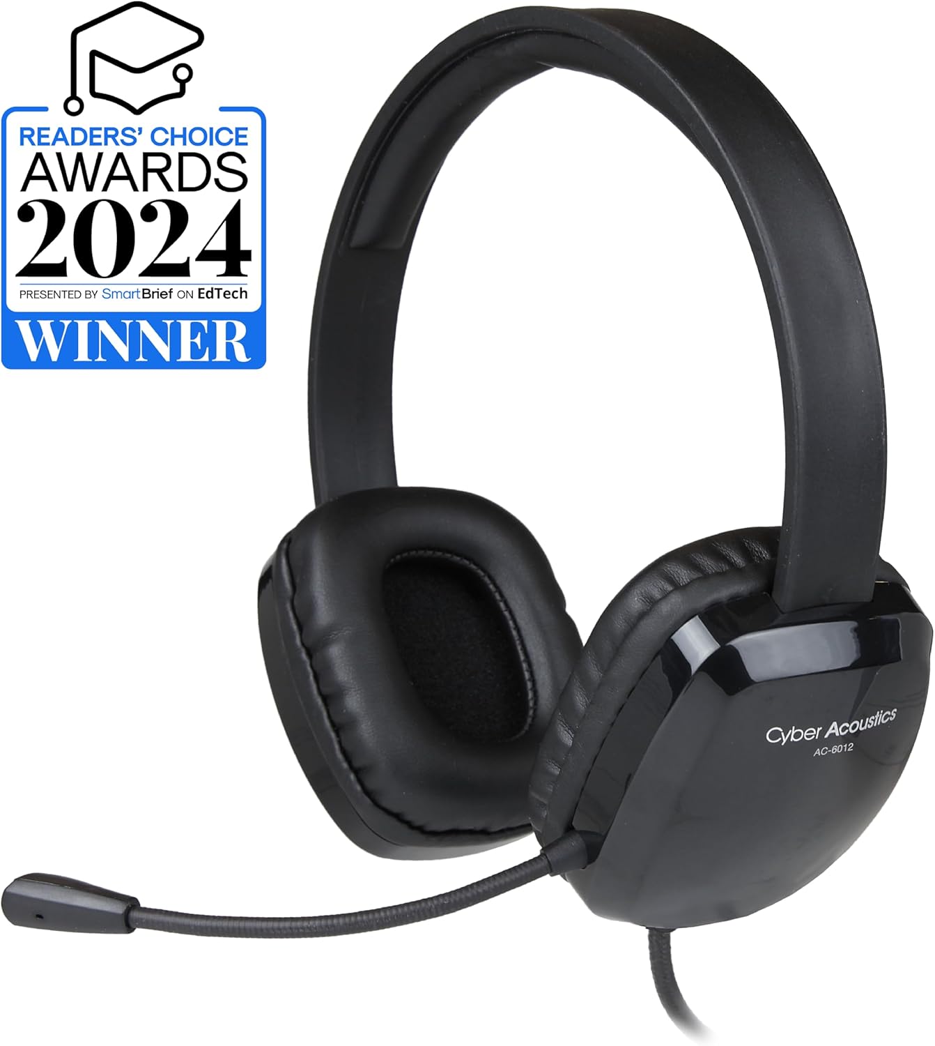 Cyber Acoustics Stereo USB Headset (AC-6012-80), Unidirectional Microphone with Flexible Boom for PC & Mac; in-line Audio Controls; Perfect for Classroom or Home - 80 Pack