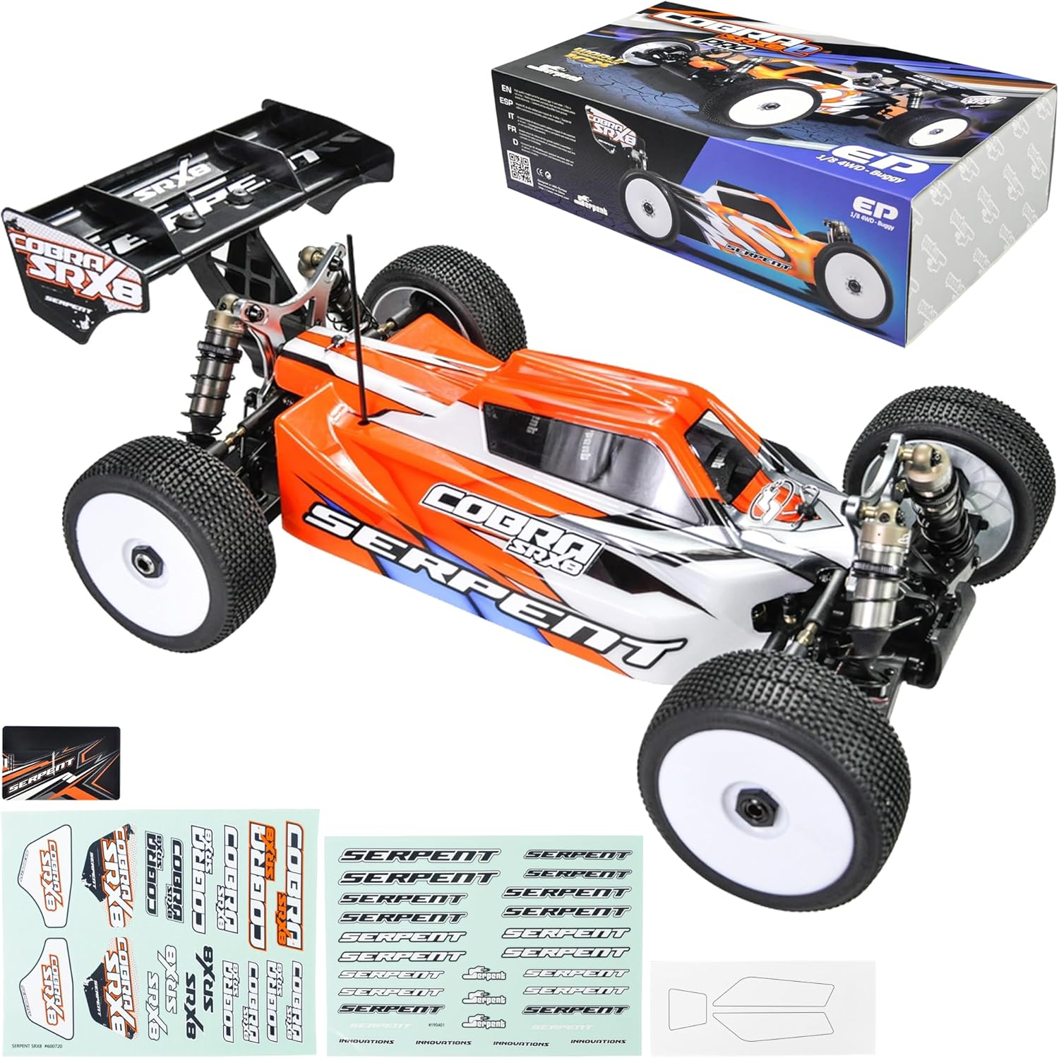 Serpent 1/8 4wd Buggy, SRX8-E Pro Off-Road Buggy, High Performance Car Kit, PC Body, Competition Grade, Off-Road Buggy RC Racing Car, Electronics Not Included