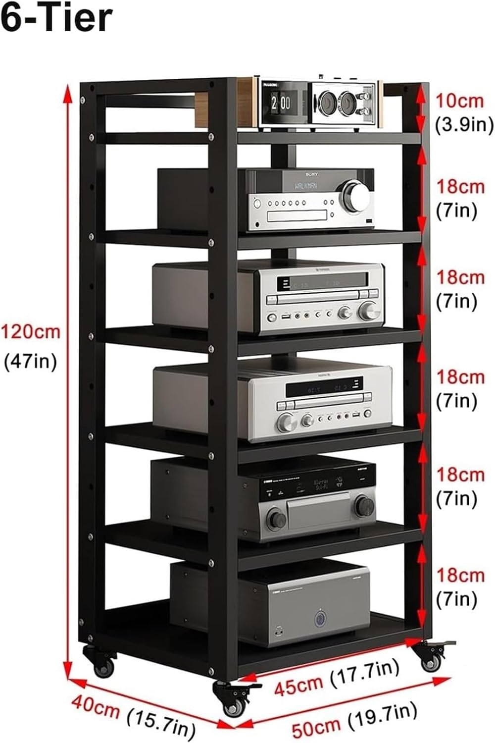 ZGHQHCDRH 6-Tier Heavy Duty Audio Component Rack