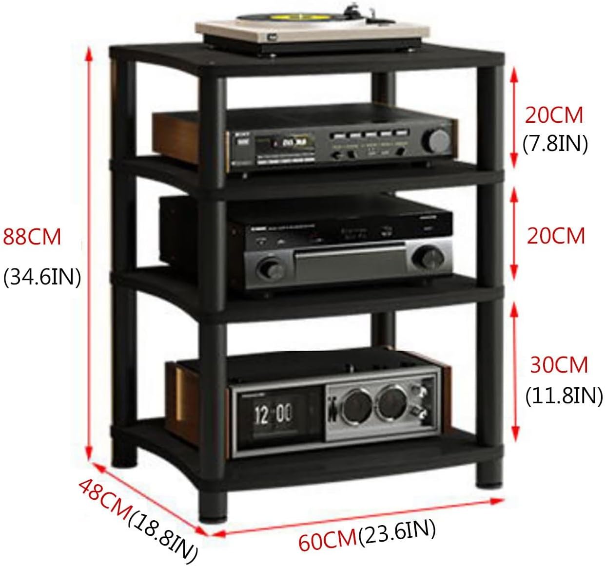 3/4-Tier Media Stand Audio/Video Component Cabinet