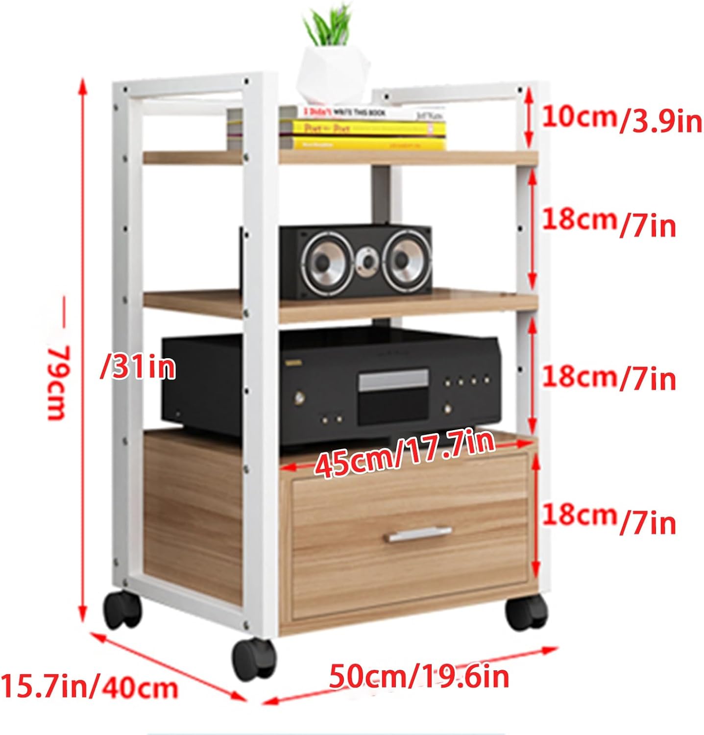 KUKIXKK with Wheels Audio-Video Media Stand Design