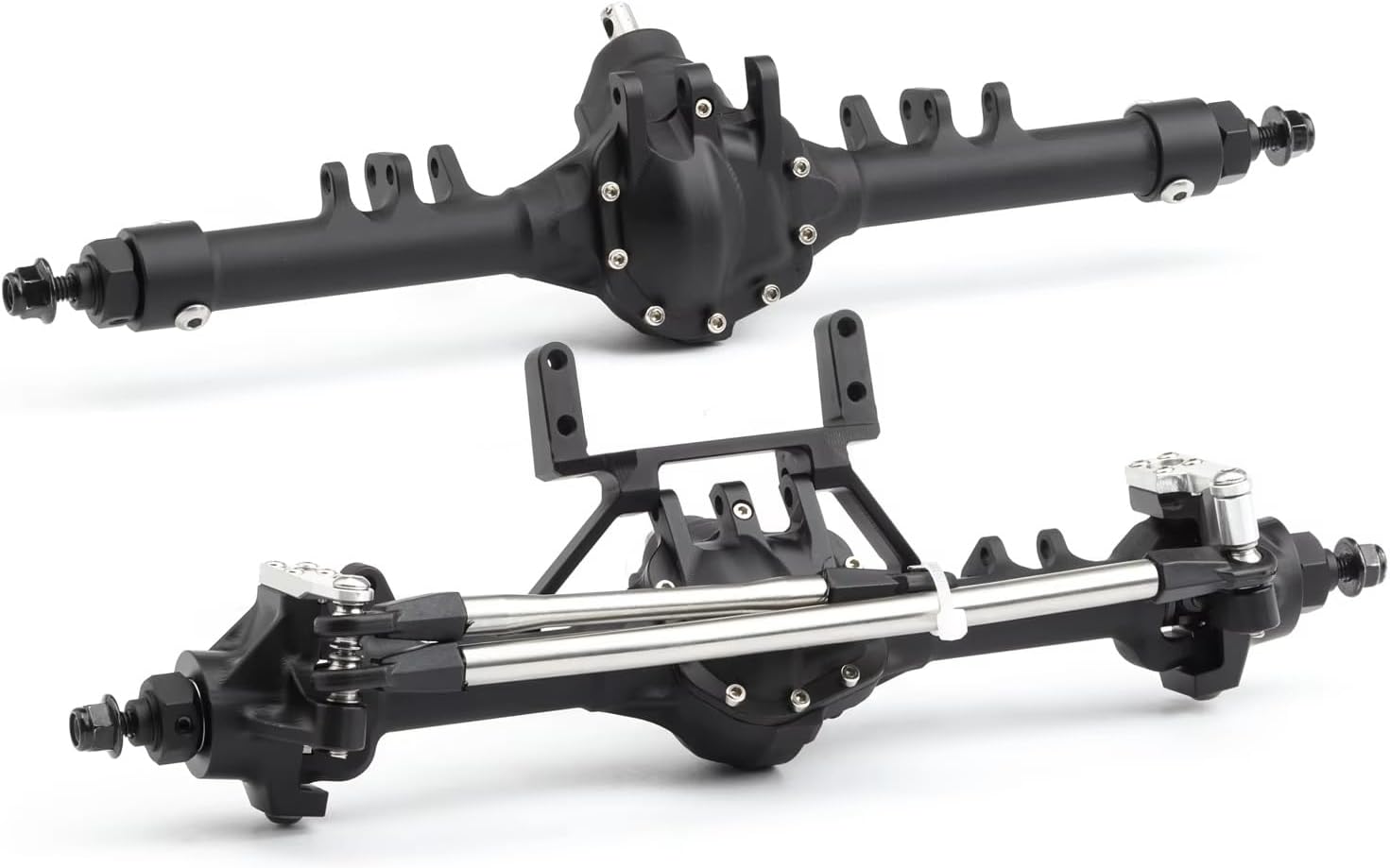 Parts For Axial For SCX10 II VS4-10 1/10 Straight Axle Set With Servo Mount Black For Silver Anodized RC For Rock Crawler(Black,Set)