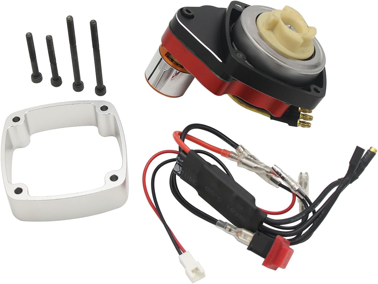 FLMLF CNC Metal Electric Start Set Fit for Zenoah CY QJ RCMK Marine Engine 26cc-58cc PUM Rc Boat Parts (Red)