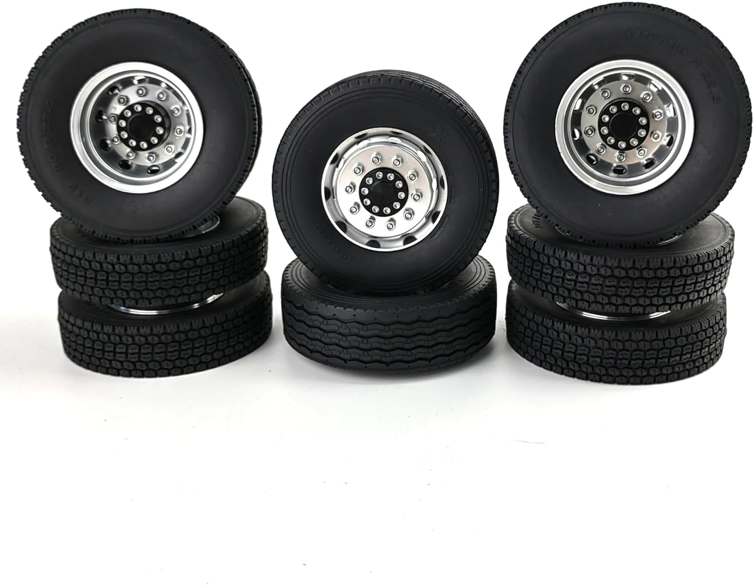 For Tamiya 1/14 6PCS Wheel Tires Complete Set Metal Front Rear Hub Rubber Tyre RC Tractor Truck Car Parts Models