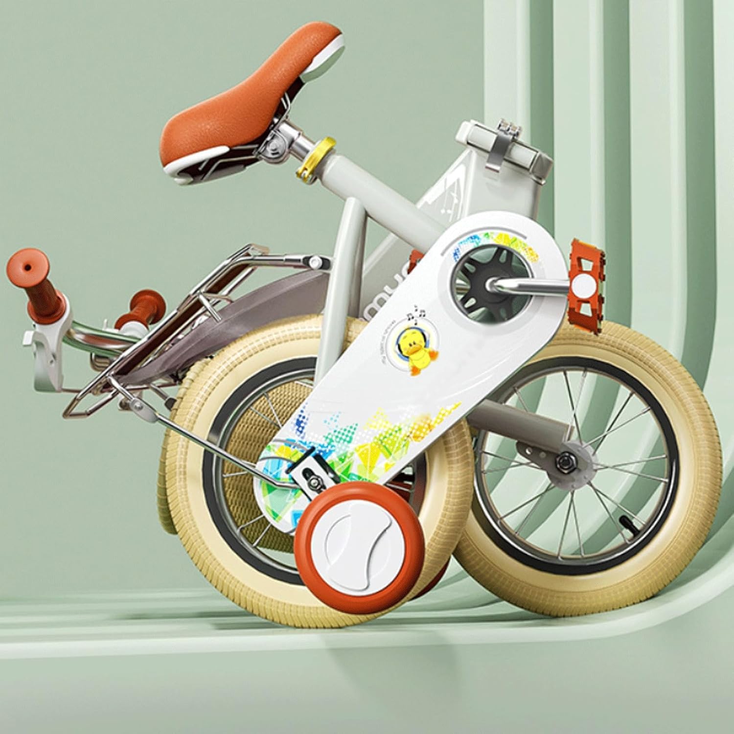 Wiggle cart Kids Bike Ages 2-9 Years Bikes with Doll Bike Seat and Basket Foldable Bicycle