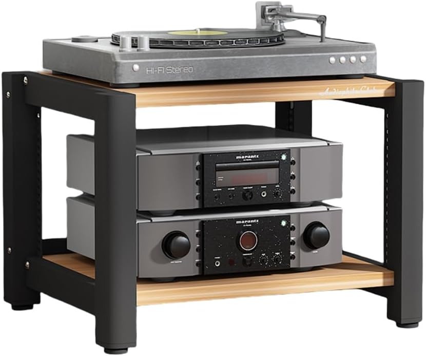 KGPGNYMYHA Stereo Racks Media Storage Cabinet For Audio Video Height Adjustable Shelves 2 3 4 5-Tier TV Cabinet CD Player Stand Solid Wood Cabinet Home Media Center(Natural