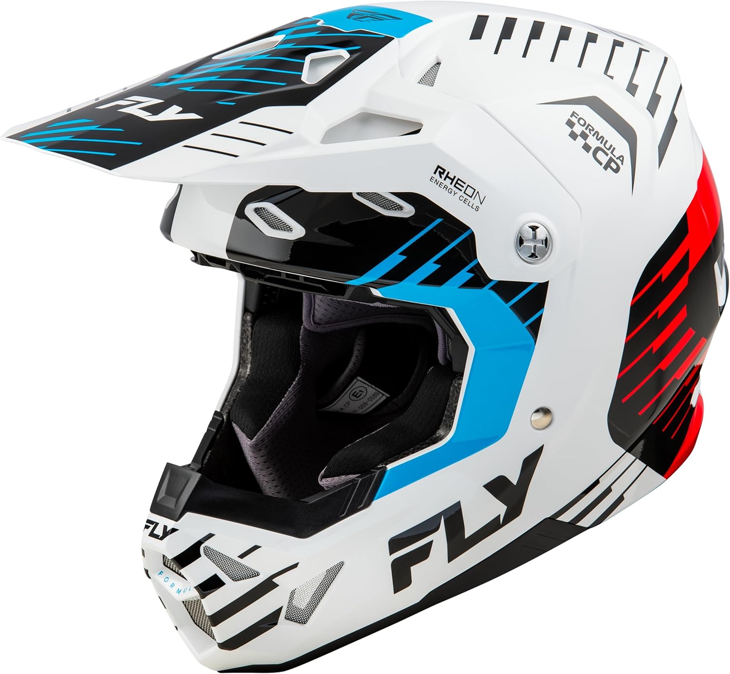 Fly Racing Youth Formula CP Slice Helmet (White/Red/Cyan, Youth Large)