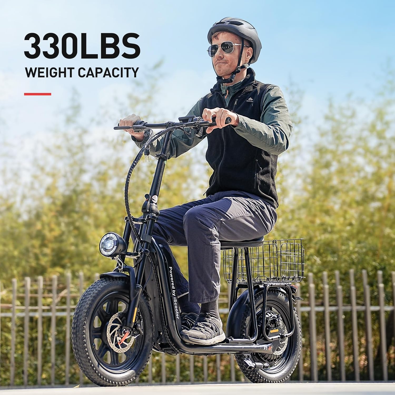 iScooter F7 Electric Scooter Adults, 1000W Powerful Motor, 28 MPH Top Speed & 45 Miles Range, 16'' Fat Tire Scooter for Adults, Detachable Seat & Adjustable Handlebar & APP Electric Scooter with Seat