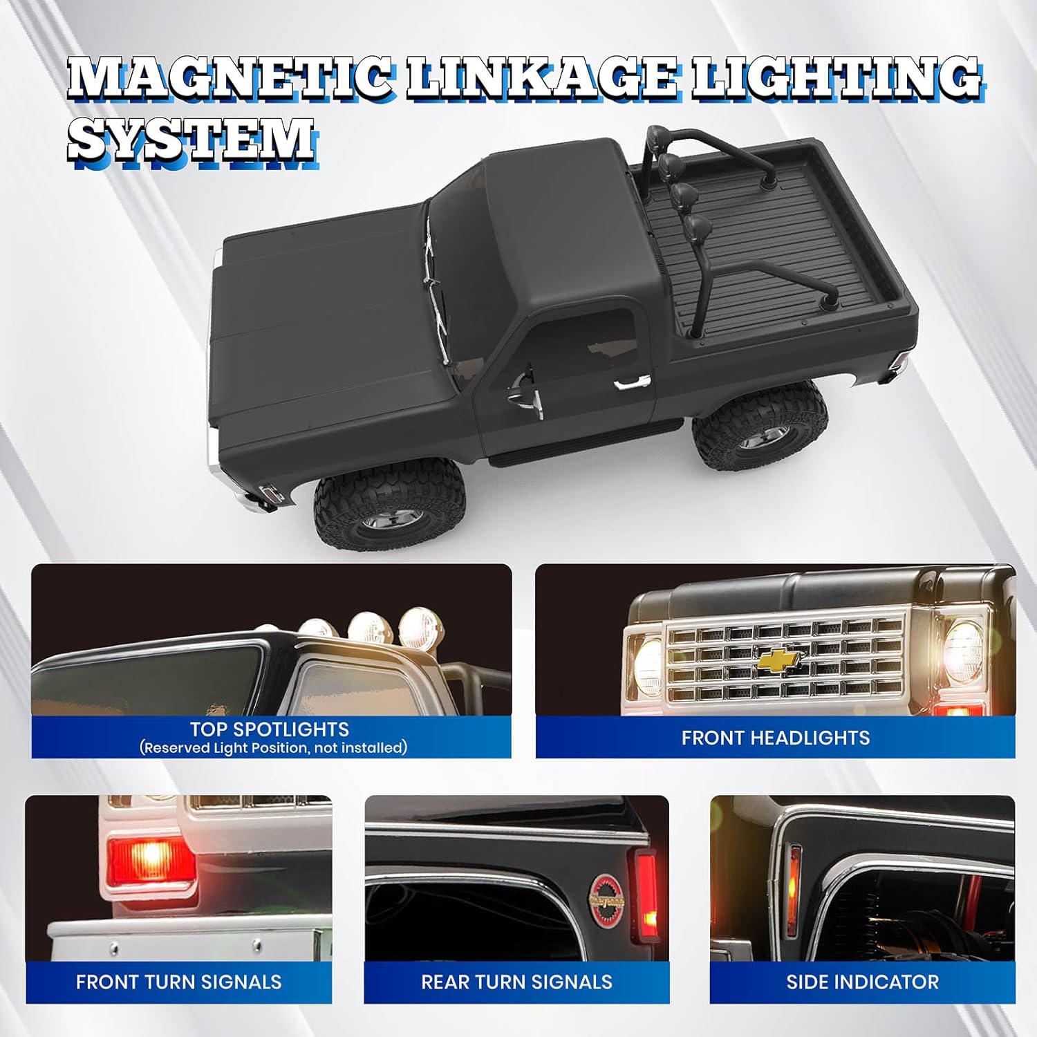 FMS 1/10 RC Crawler FCX10 Chevy K5 Blazer Officially Licensed Car Model RC Pickup Truck Hobby RC Offroad Rock Truck DIG/4WD/FWD 11CH 2.4GHz Remote Control Car for Adults Included RS (Orange)