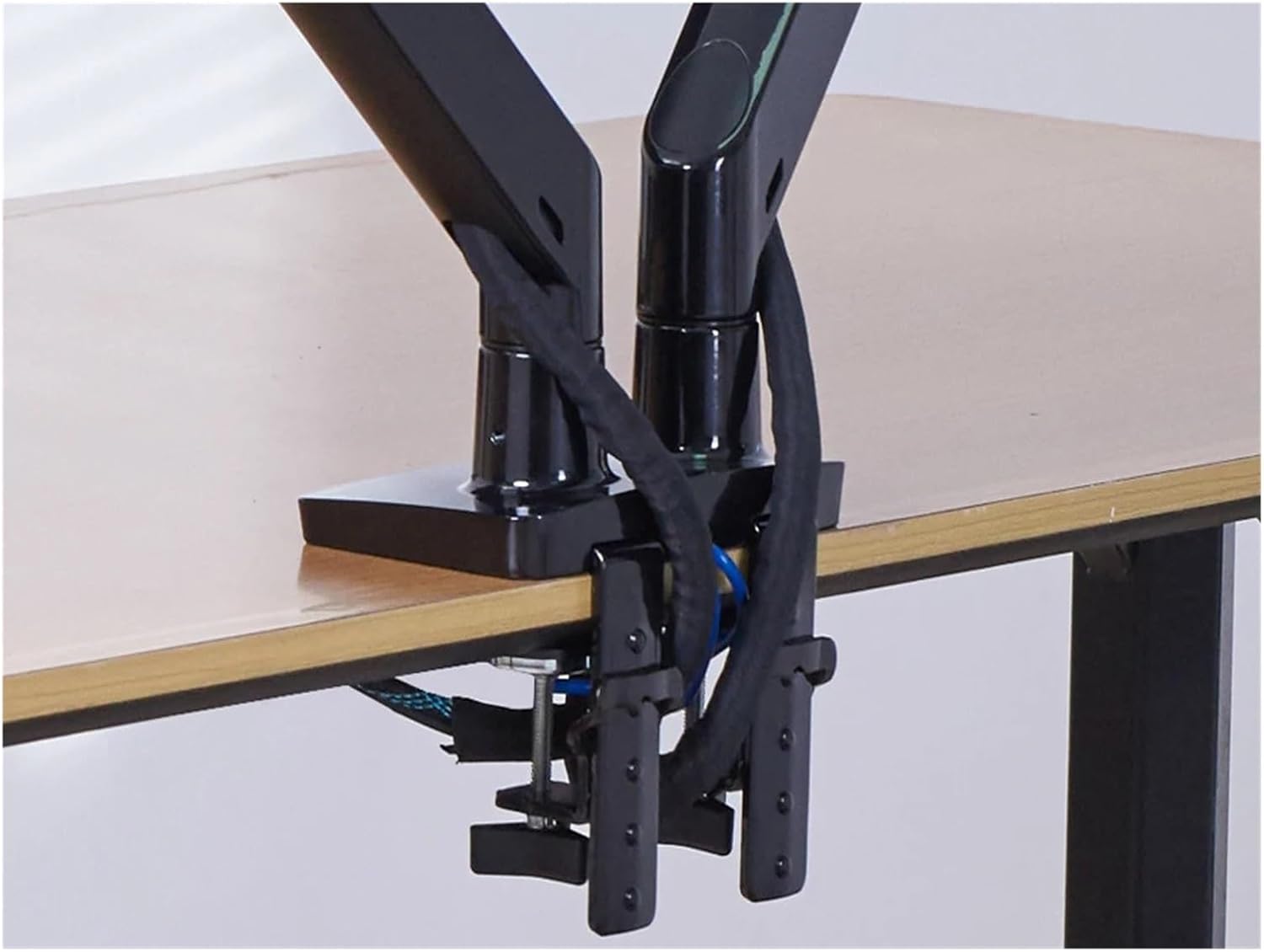 F195A Aluminum Alloy 22-32 Inch Dual LCD LED Monitor Mounting Gas Spring Arm Full Motion Monitor Stand with 2 USB Ports(White)