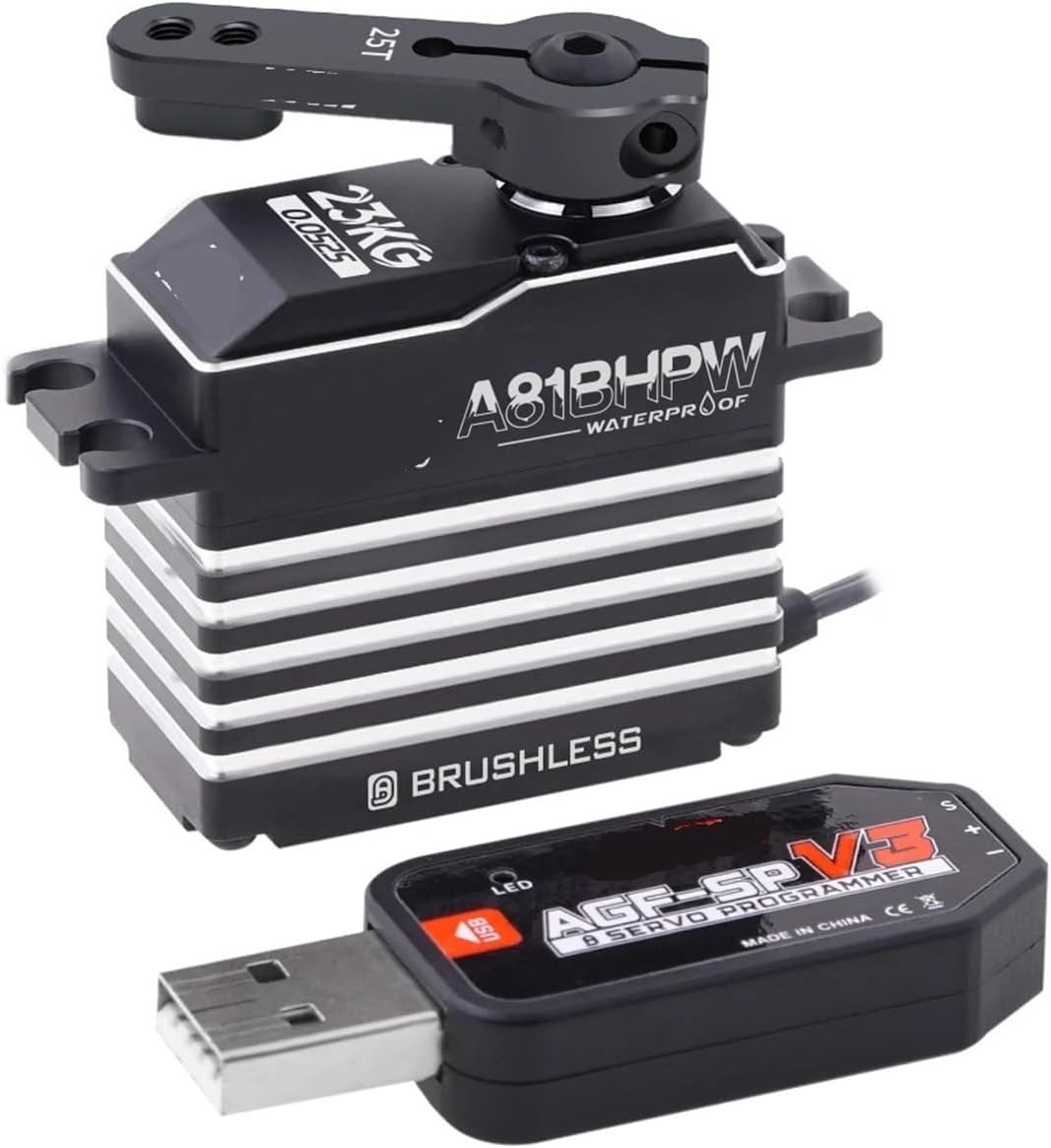A81BHSW A81BHPW High Speed ​​High Torque 35KG 23KG Programmable Waterproof Brushless Steering Servo Suitable for 1/8(A81BHPW 23kg Set1)