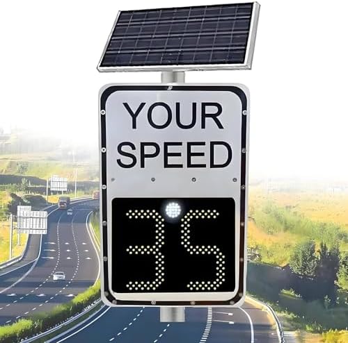 Solar Powered LED Speed Limit Radar Sign for Highways, 60x75cm Traffic Control Display, Solar Radar Feedback Sign for Speed-Limited Roads, Enhanced Visibility Safety