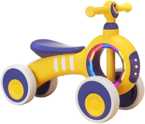 Wiggle Scooter Baby Balance Bike No Pedal 4 Silence Wheels First Riding on Toys for 1 Year Old Boys Girls First Gifts(Yellow,with Light)