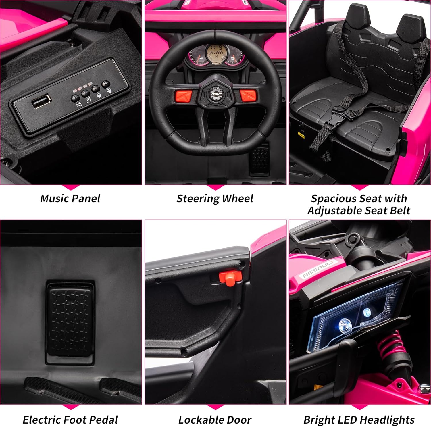 24V Kids Ride-On UTV Car with Remote Control, Battery-Powered Electric Vehicle, 200W Motor, USB, MP3, LED Lights