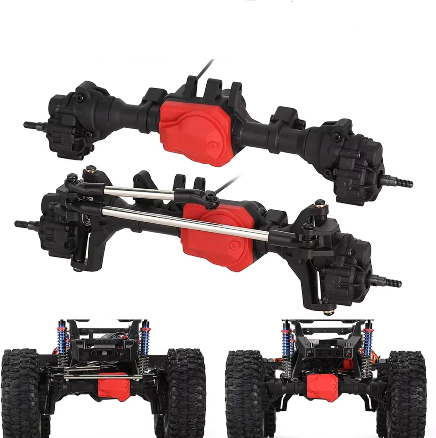 Rc Front Rear Axle for Traxxas for TRX-4 1/10 RC Car Upgrades Parts Axle Metal RC Portal Axles Front and Rear Axle with T-Lock Differential