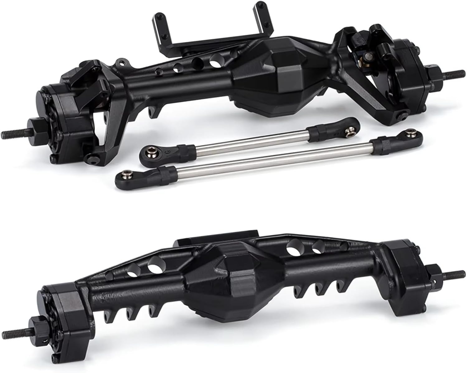 Rc Crawlers Axles For Axial For SCX10 III AR45 For LCG 1/10 CNC Aluminum Offset Pumpkin Portal Axle With Servo Mounts Chassis RC Crawler Repair(Black,1set)