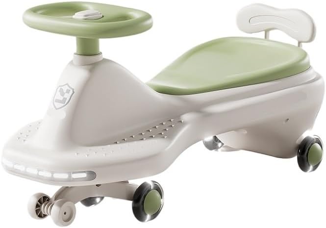 Wiggle Scooter Twist Car with Flashing Wheels & Music Wiggle Cars Ride On Toy for Kids Boys Girls 1-3 Years Old(Green,Flashing Wheel)