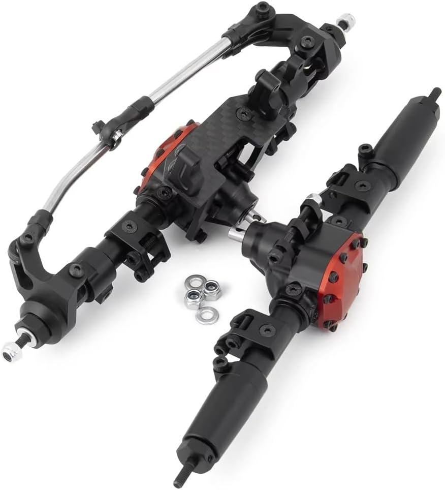 Compatible with Axial for SCX10 II 90046 1/10 RC Crawler Cars Upgrade Parts Front Rear Axle CNC Metal Straight Complete Axle RC Car Part Accessories(Front and Rear)