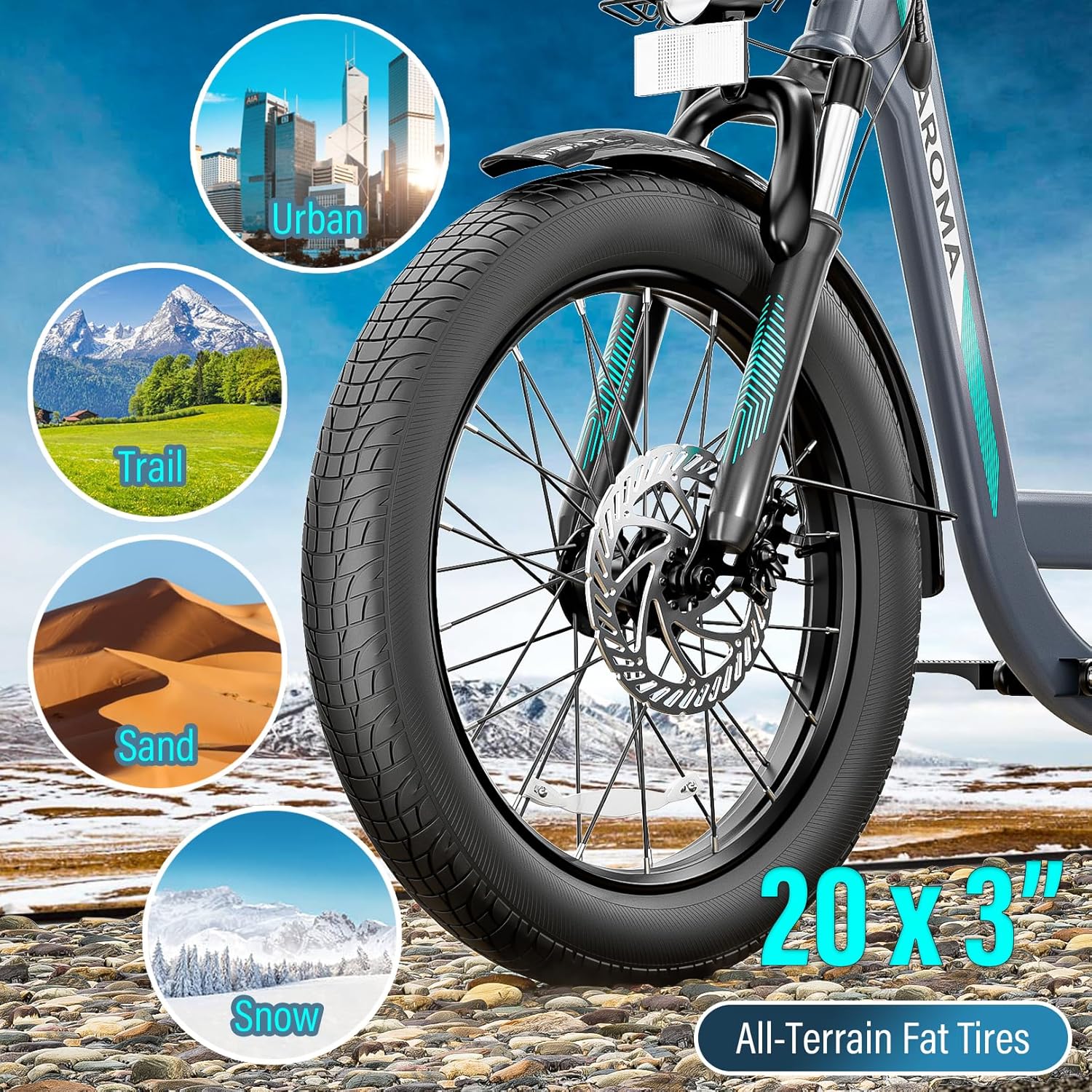 Caroma Peak 500W/800W/1200W Electric Scooter with Seat, 20