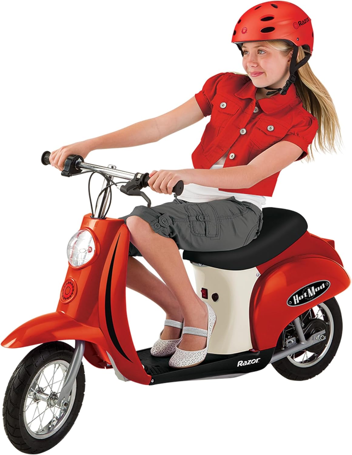 Razor Pocket Mod Electric Scooter Ride-On for Kids Ages 8+, 170 lb Max Weight – 250W Motor, Up to 15 Mph, 40-Min Run Time on High Speed, Twist-Grip Throttle, 12” Pneumatic Tires, Under Seat Storage